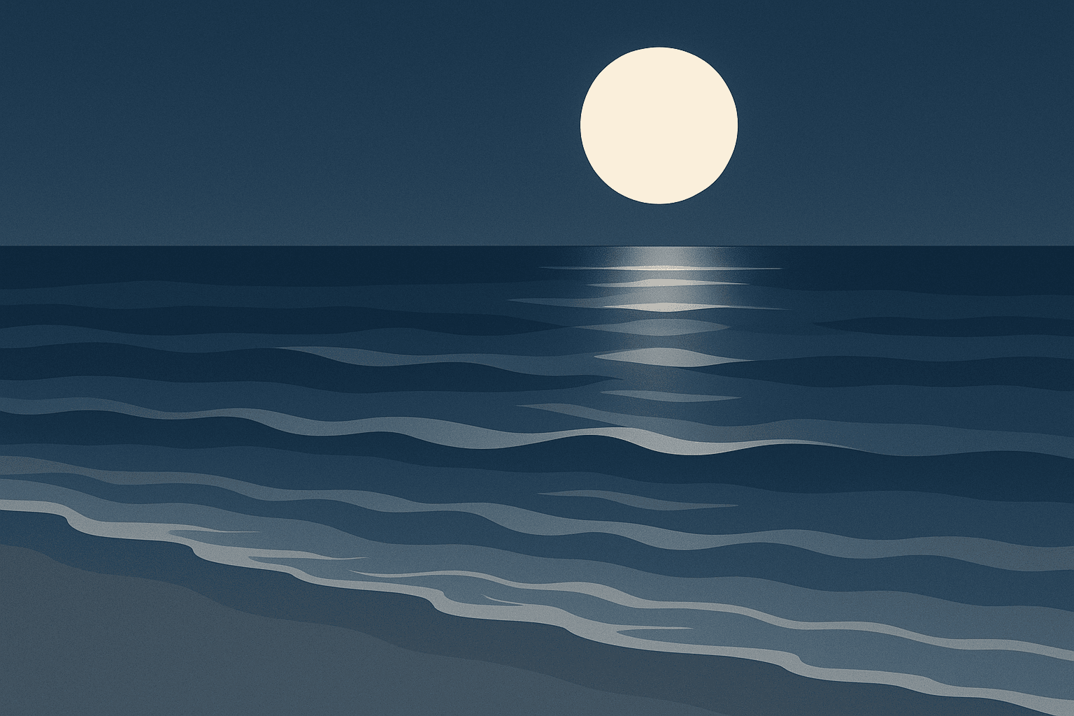 Ozeanwellen unter einem Vollmond — Gezeitenkräfte