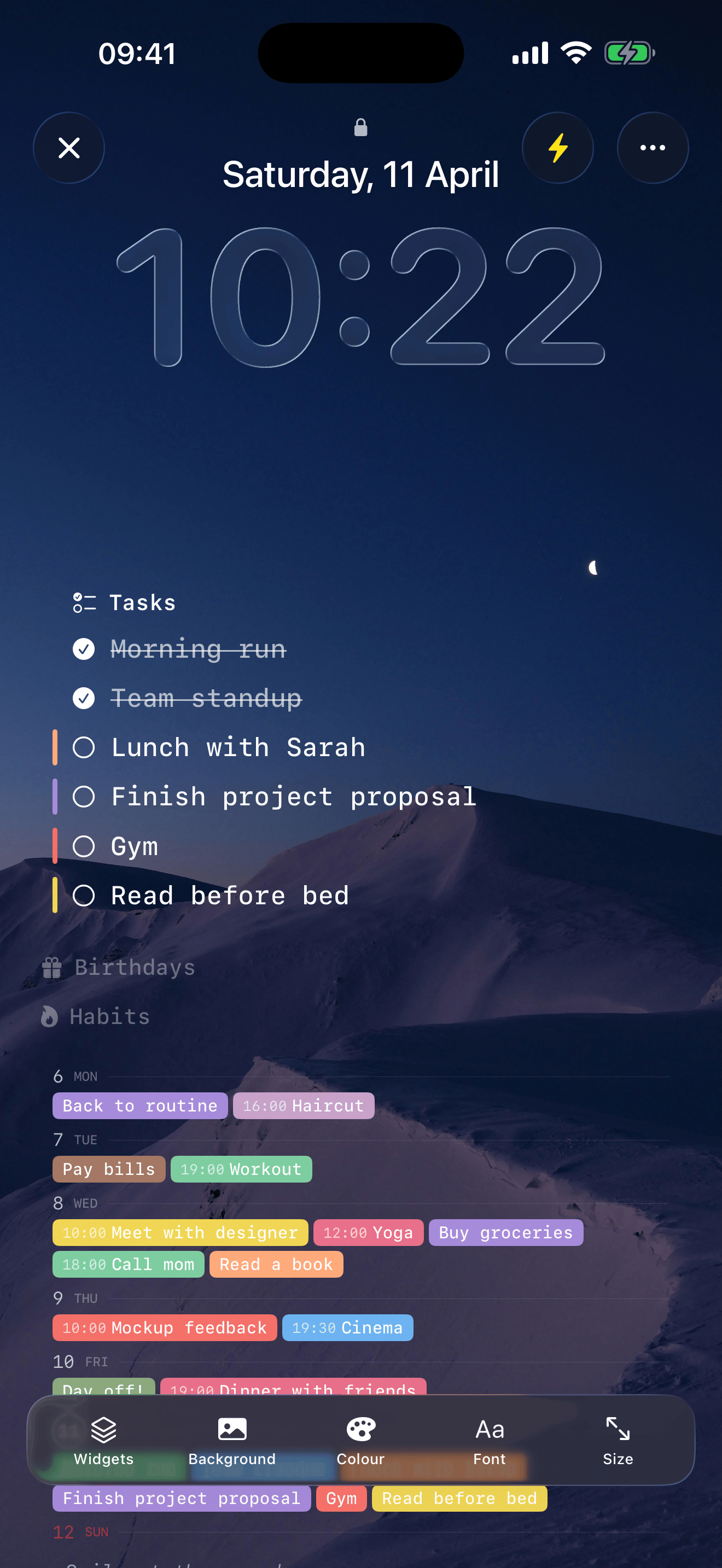 iPhone lock screen with daily tasks