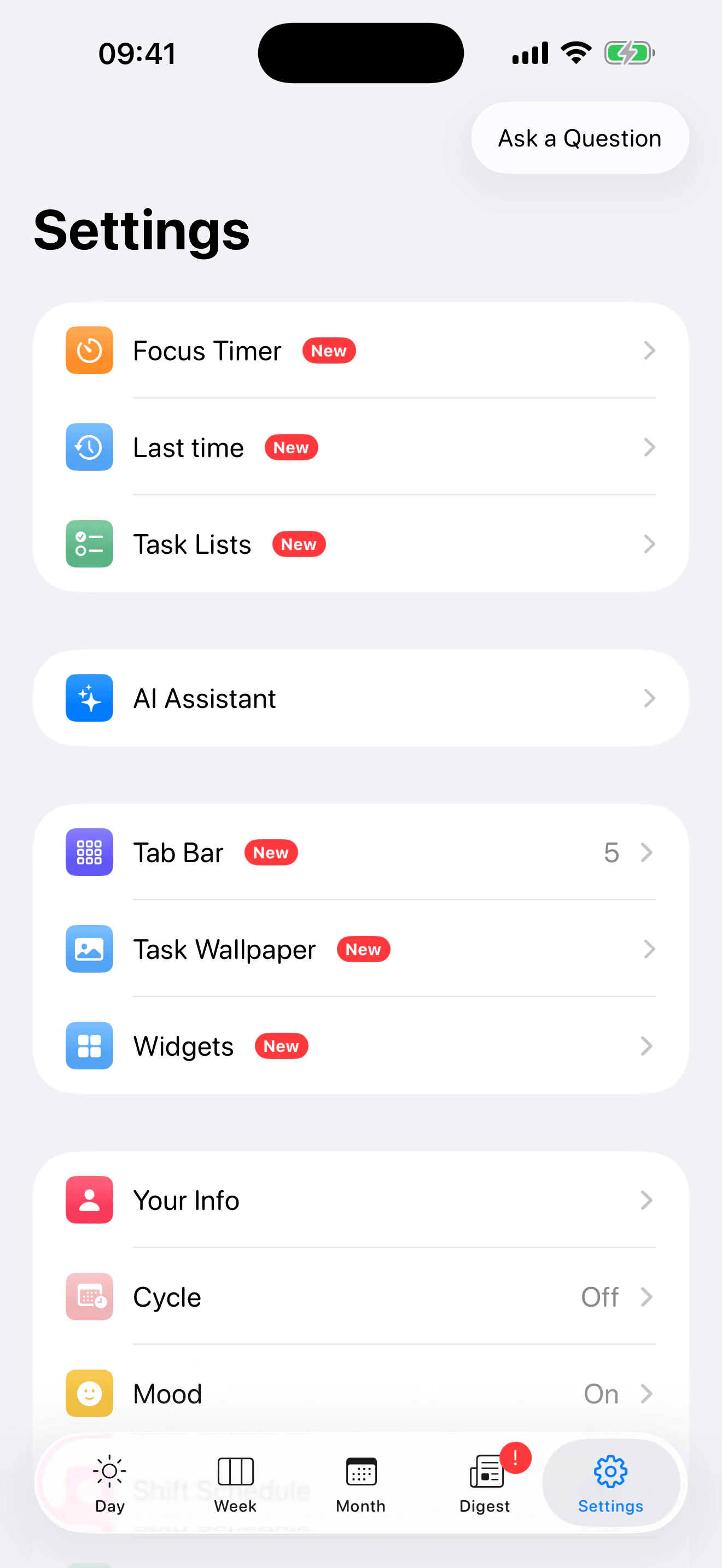 Eva settings with Task Wallpaper option
