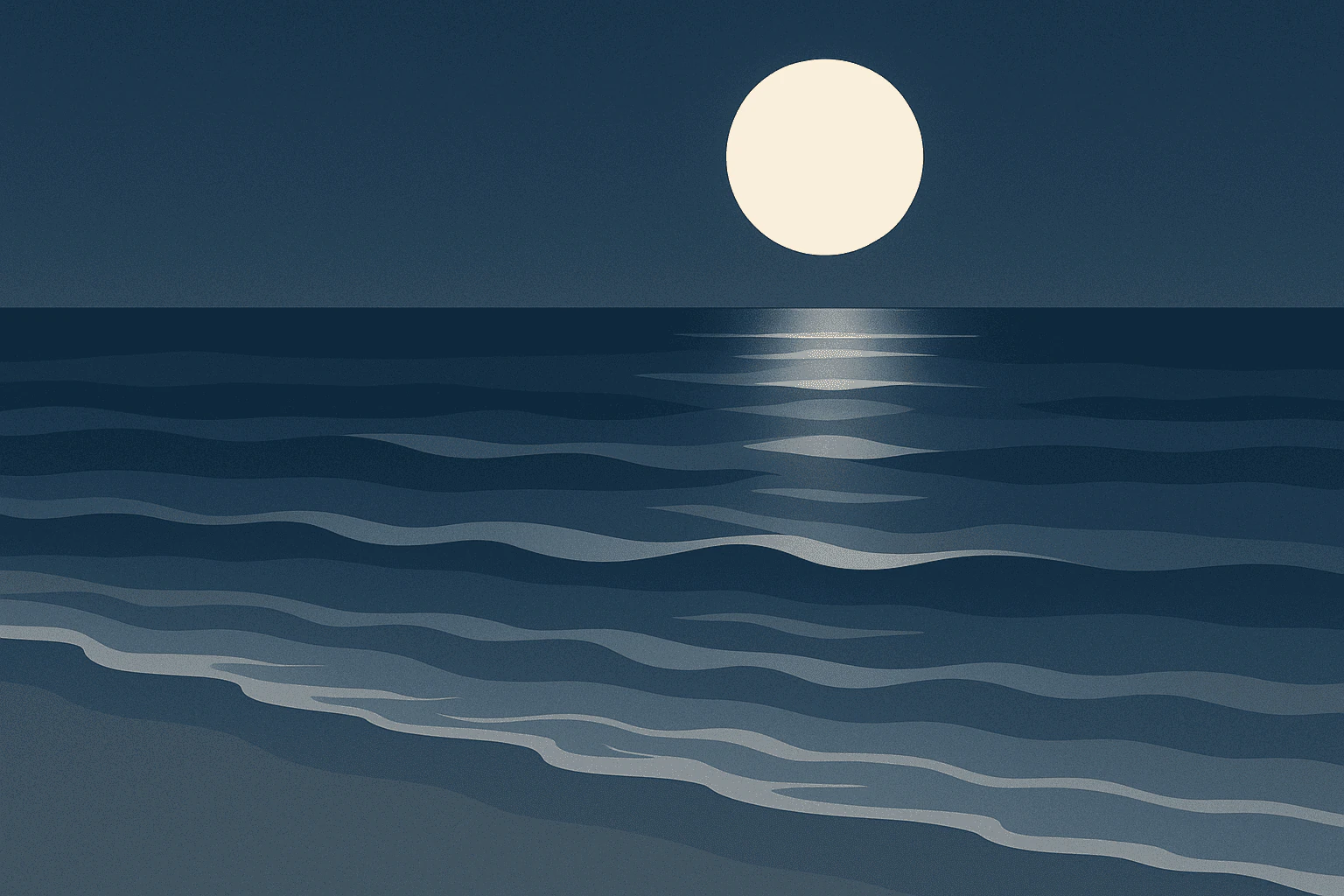Ocean waves under a full moon — tidal forces