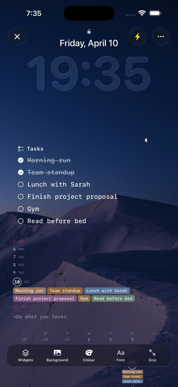 Editor sfondi Eva con opzioni di personalizzazione